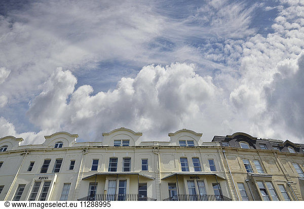 Low Angle View of Seaside Hotels  Weston Super Mare  England  UK
