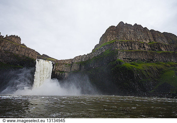 Low angle view of waterfall at Palouse Falls State Park