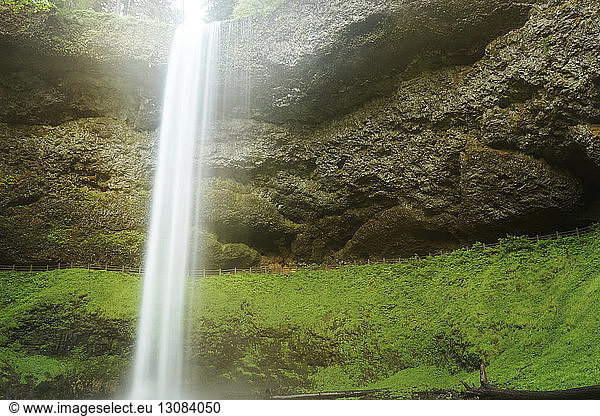 Low angle view of waterfall at Silver Falls State Park