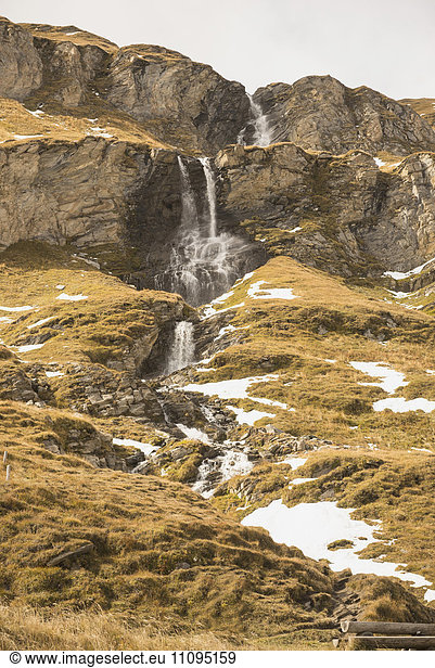 Low angle view of waterfall  Grossglockner  Austrian Alps Carinthia  Austria