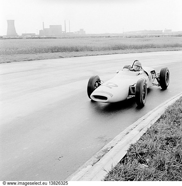 Lucien Bianchi in a Lotus-Climax 18 in the British GP  Aintree  England 15 July 1961.