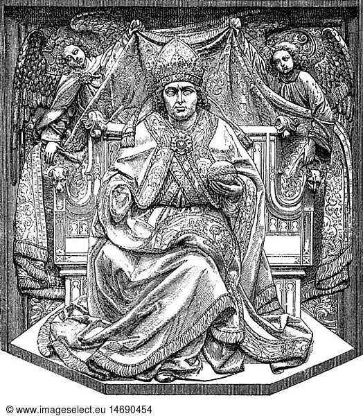 Ludwig IV. 'der Bayer'  1282 - 11.10.1347  RÃ¶m.- Deut. Kaiser 17.1.1328 - 11.10.1347  Ganzfigur  Relief  Kenotaph  Frauenkirche  MÃ¼nchen  1622  Xylografie  19. Jahrhundert