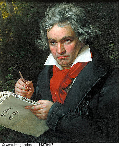 Ludwig van Beethoven (16 December 1770- 26 March 1827) was a German composer and pianist. He was a crucial figure in the transitional period between the Classical and Romantic eras in Western classical music  and remains one of the most acclaimed and influential composers of all time. Portrait of Beethoven in 1818 by August Klober