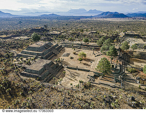 Luftaufnahme der alten Ruinen  Puebla  Mexiko