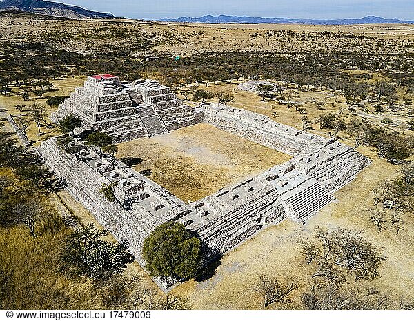 Luftaufnahme der archäologischen Stätte Cañada de la Virgen,  Guanajuato,  Mexiko,  Mittelamerika