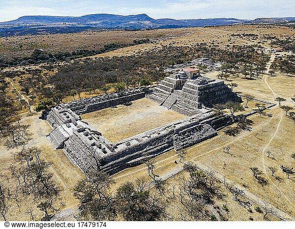 Luftaufnahme der archäologischen Stätte Cañada de la Virgen,  Guanajuato,  Mexiko,  Mittelamerika