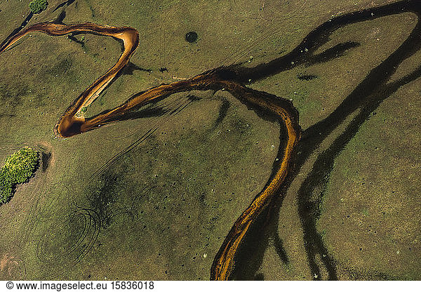 Luftaufnahme der Ebbe eines Flusses in den brasilianischen Pantanal-Feuchtgebieten