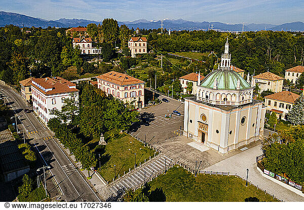 Luftaufnahme der Firmenstadt Crespi d'Adda  UNESCO-Weltkulturerbe  Lombardei  Italien  Europa