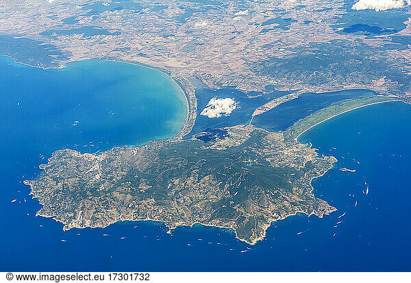 Luftaufnahme der Halbinsel Monte Argentario  Grosseto  Toskana  Italien