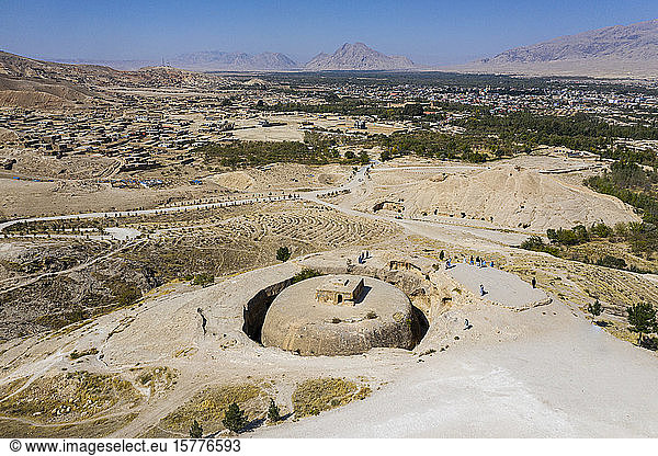 Luftaufnahme der Stupa-Klosteranlage Takht-e Rostam  Afghanistan  Asien