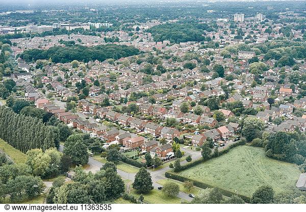 Luftaufnahme der Vorstadt  Altrincham  Cheshire  England