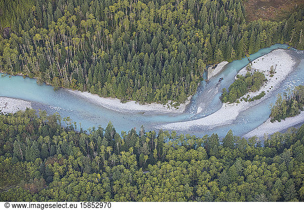 Luftaufnahme des geflochtenen Upper Stave River  Vancouver  B.C.