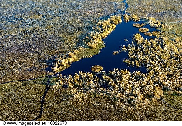 Luftaufnahme des Okavango-Deltas. Botswana.