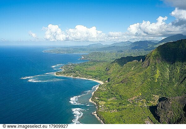 Luftaufnahme Haena Beach  Tunnels Beach  Kepuhi Beach  Kauai  Hawaii  USA  Nordamerika