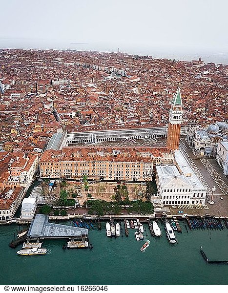 Luftaufnahme  Markusplatz mit Campanile  Venedig  Venetien  Italien  Europa