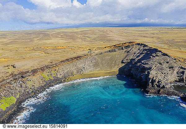Luftaufnahme von Green Sand Beach  Big Island  Hawaii  Vereinigte Staaten von Amerika  Nordamerika