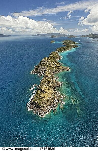 Luftaufnahme von Lovango  Mingo und Grassy Cays in der Nähe der Insel St. John auf den Jungferninseln der Vereinigten Staaten.