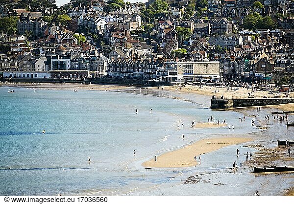 Luftaufnahme von Swanage Beach  Dorset  England  Vereinigtes Königreich  Europa