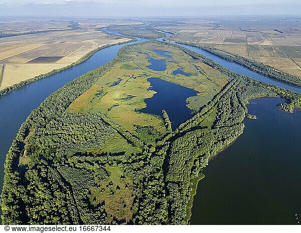 Luftbild auf Tataru Insel  Landschaftspark Izmail Inseln  Insel Tataru  Donaudelta  Izmail  Odessa Oblast  Ukraine  Osteuropa  Europa
