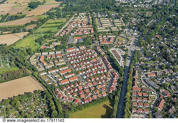 Luftbild der Wohnsiedlung Boberger Dorfanger  Einzelhaus  Reihenhaus  Verkehrsberuhigt  Boberg  Bergedorf  Hamburg