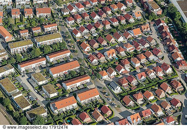 Luftbild der Wohnsiedlung Boberger Dorfanger  Einzelhaus  Reihenhaus  Verkehrsberuhigt  Boberg  Bergedorf  Hamburg