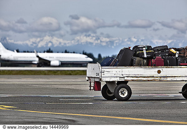 Luggage Trailer on the Airport Tarmac