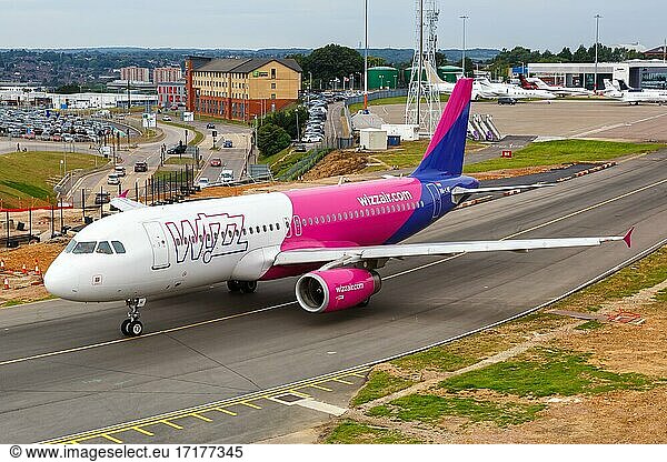 Luton (LTN)  July 9  2019: A Wizzair Airbus A320 with registration number HA-LWE at London Luton Airport in the United Kingdom  United Kingdom  Europe