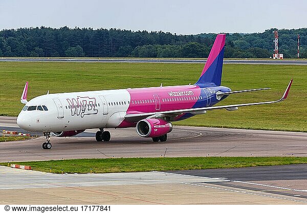 Luton (LTN)  July 8  2019: A Wizzair Airbus A321 with registration number HA-LXU at London Luton Airport in the United Kingdom  United Kingdom  Europe