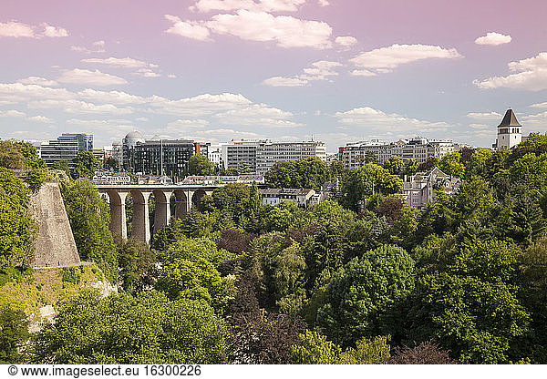 Luxembourg  Luxembourg City  City view and viaduct bridge