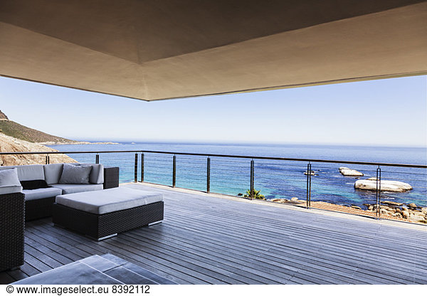 Luxury balcony overlooking ocean