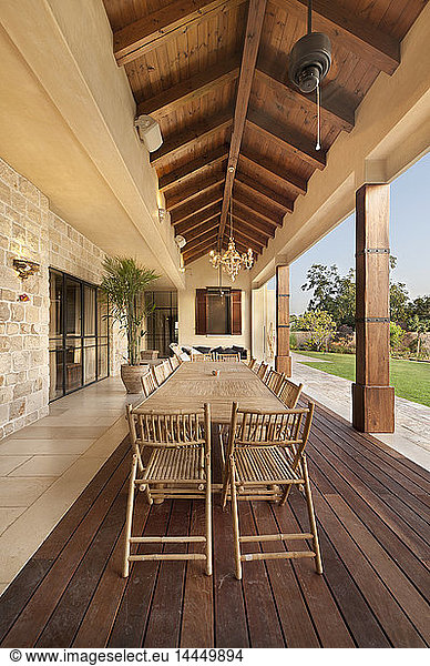 Luxury dining table on patio