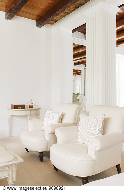Luxury living room with pillar