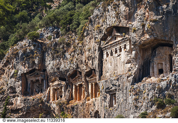 Lycian tombs  Dalyan  Mugla Province  Anatolia  Turkey  Asia Minor  Eurasia