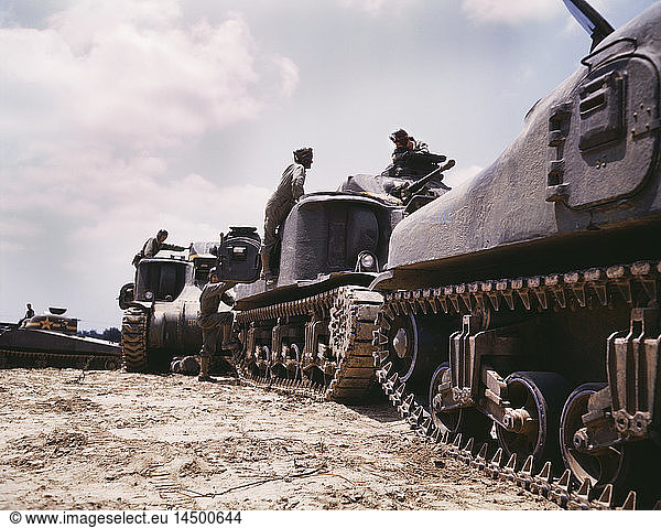 M3 and M4 Tank Company at Bivouac  Fort Knox  Kentucky  USA  Alfred T. Palmer for Office of War Information  June 1942