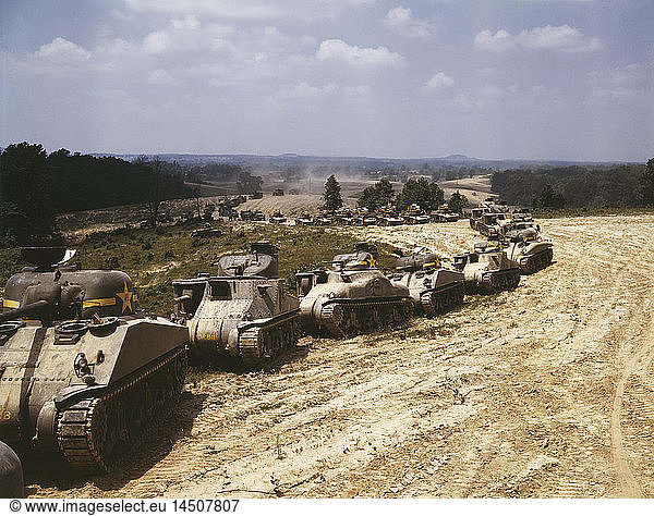 M-4 Tank Line  Fort Knox  Kentucky  USA  Alfred T. Palmer for Office of War Information  June 1942