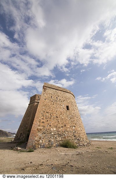 Macenas castle in Cabo de Gata nature reserve Almeria Andalusia Spain.