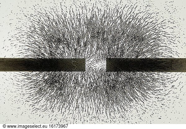 Magnetpole mit der gleichen Polarität stoßen metallische Teilchen ab.