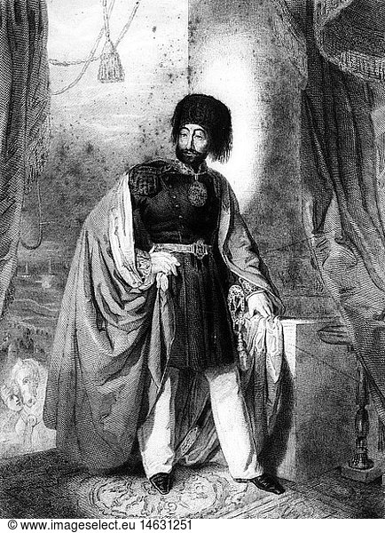 Mahmud II.  20.7.1785 - 1.7.1839  Sultan des Osmanischen seit 28.7.1808  Ganzfigur in Uniform  Stich von Giroux nach GemÃ¤lde von Schlesinger  19.Jh. Mahmud II., 20.7.1785 - 1.7.1839, Sultan des Osmanischen seit 28.7.1808, Ganzfigur in Uniform, Stich von Giroux nach GemÃ¤lde von Schlesinger, 19.Jh.,