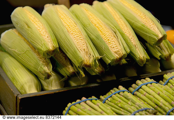 Mais  Zuckermais  Kukuruz  Vereinigte Staaten von Amerika  USA  Frische  Spargel  Maiskolben  Seattle