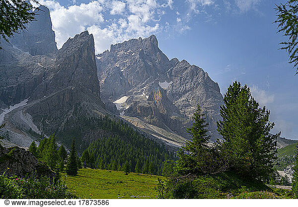 Majestic mountains in front of sky at Pale di San Martino Park  Trentino  Italy