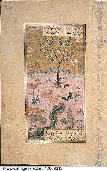 Majnun in der Wüste  1431. Künstler: Iranischer Meister