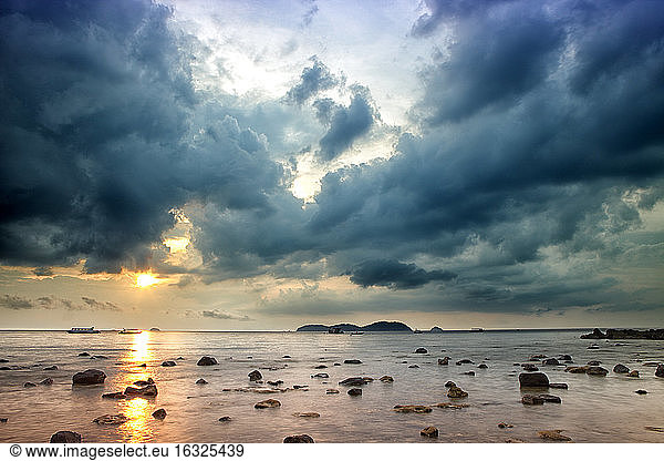 Malaysia  Tioman Island  sunset at Salang