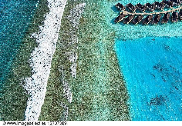 Malediven  Süd Male Atoll  Luftaufnahme des Korallenriffs