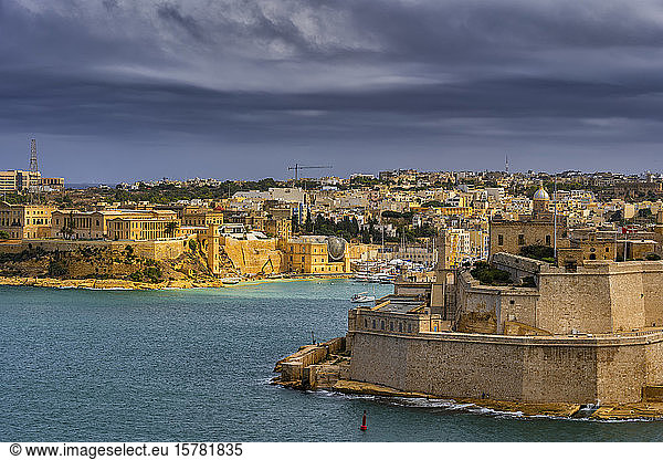 Malta  Birgu  Fort St. Angelo und Grand Harbour