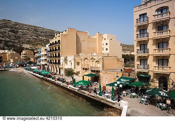 Malta  Gozo Island  Xlendi  cafes and hotels on Xlendi Bay