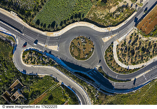 Malta  Northern Region  Mellieha  Aerial view of traffic circle