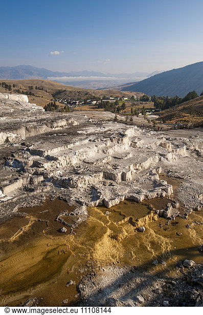 Mammoth Hot Springs terraces  Yellowstone National Park  UNESCO World Heritage Site  Wyoming  United States of America  North America