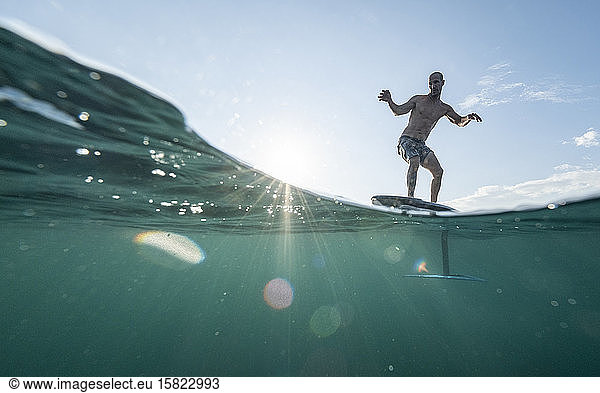 Man foil surfing  Costa Rica