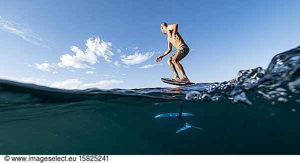 Man foil surfing  Costa Rica