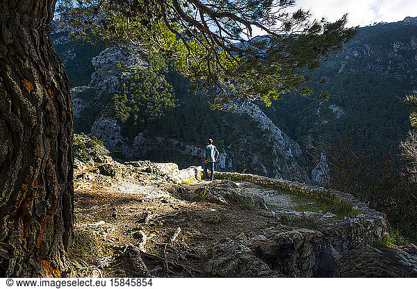 Man on a lookout the Sierras de Tejeda  Almijara y Alhama Natura
